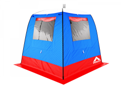 Мобильная баня-палатка МОРЖ c 2-мя окнами сине-красный