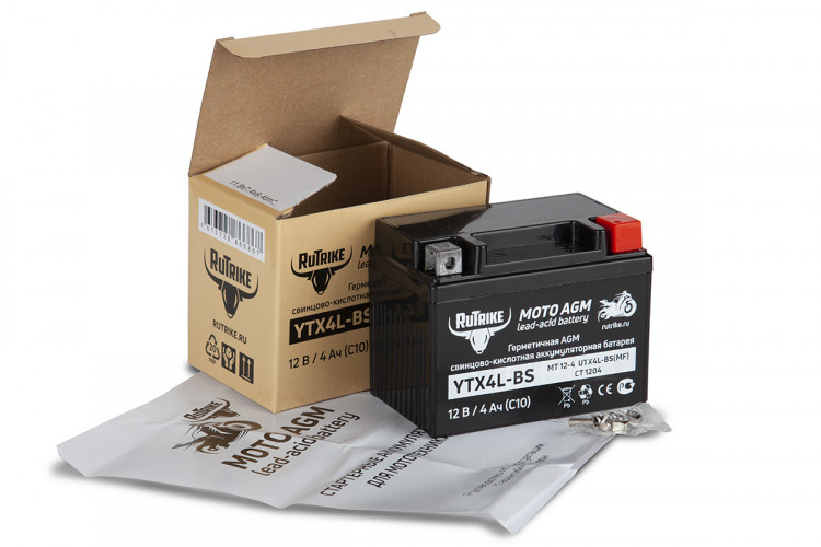 Аккумулятор стартерный для мототехники Rutrike YTX4L-BS (12V/4Ah) в Саратове