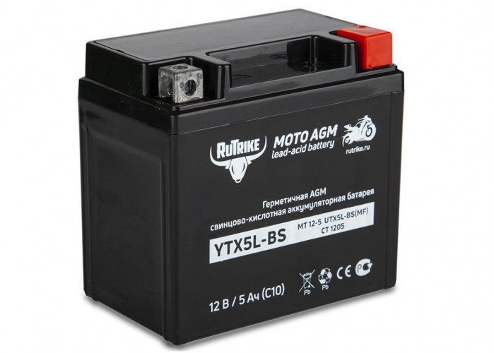 Аккумулятор стартерный для мототехники Rutrike YTX5L-BS (12V/5Ah) в Саратове