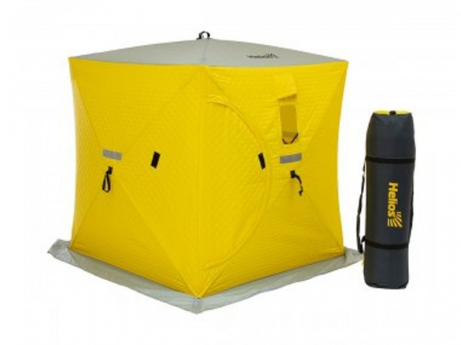 Палатка для рыбалки Helios утепл.Куб 1,5х1,5 желтый/серый в Саратове