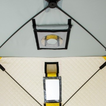 Палатка для рыбалки Helios утепл.Куб 1,5х1,5 желтый/серый в Саратове