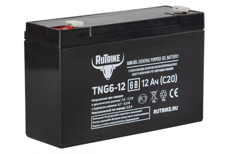 Тяговый гелевый аккумулятор RuTrike TNG 6-12 (6V12A/H C20) в Саратове