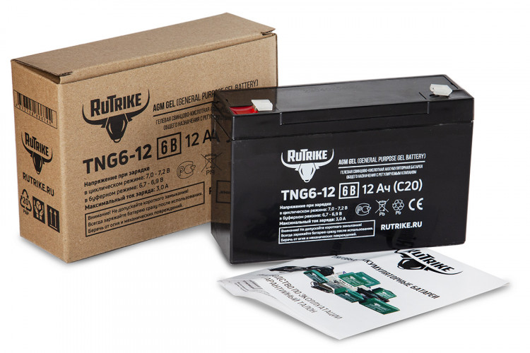 Тяговый гелевый аккумулятор RuTrike TNG 6-12 (6V12A/H C20) в Саратове