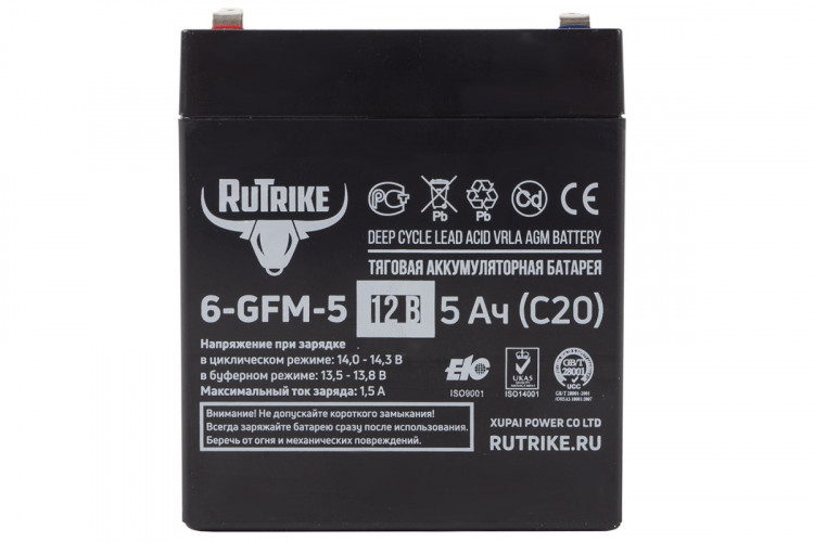 Тяговый гелевый аккумулятор RuTrike 6-GFM-5 (12V5A/H C20) в Саратове
