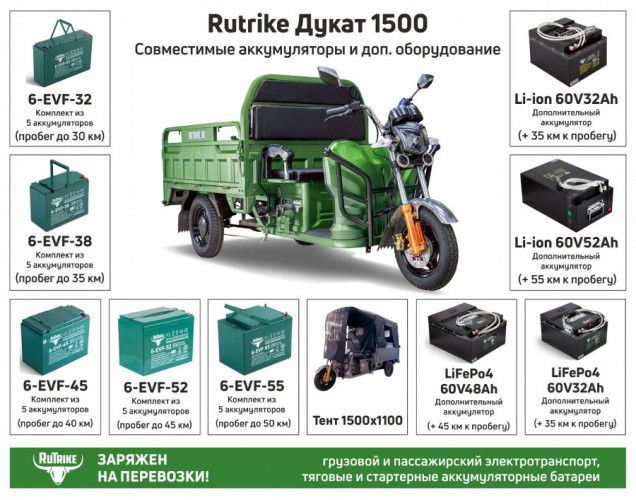 Грузовой электрический трицикл RuTrike Дукат 1500 в Саратове